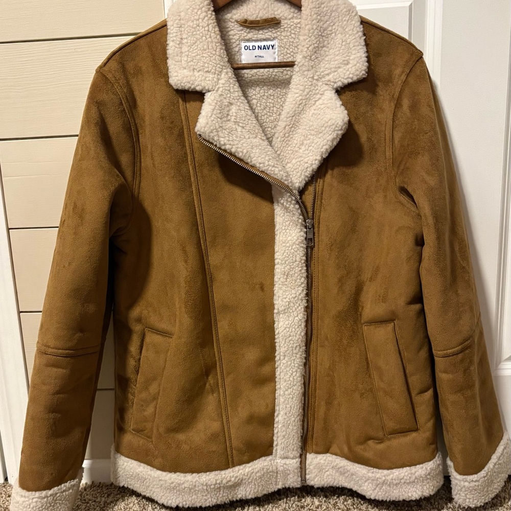 Old Navy Women's Tan Faux Suede/Sherpa Jacket size M tall